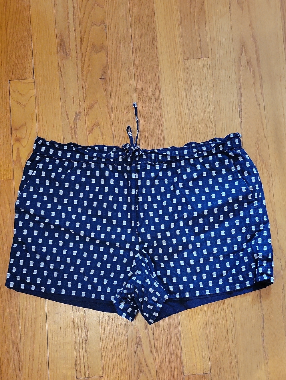LOFT Navy Printed Drawstring Shorts Size L